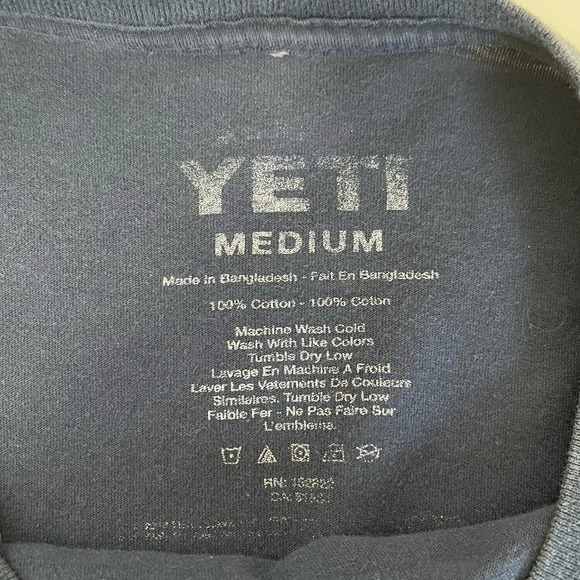 Yeti Unisex 100% Cotton Navy Blue Short Sleeve Graphic Fishing Tee Medium - Picture 11 of 12